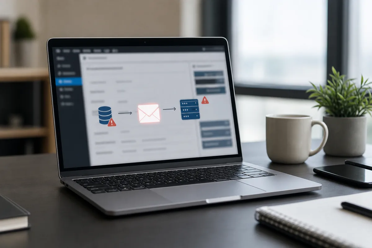 tableau de bord WordPress avec alerte Gravity SMTP et configuration mail protégée